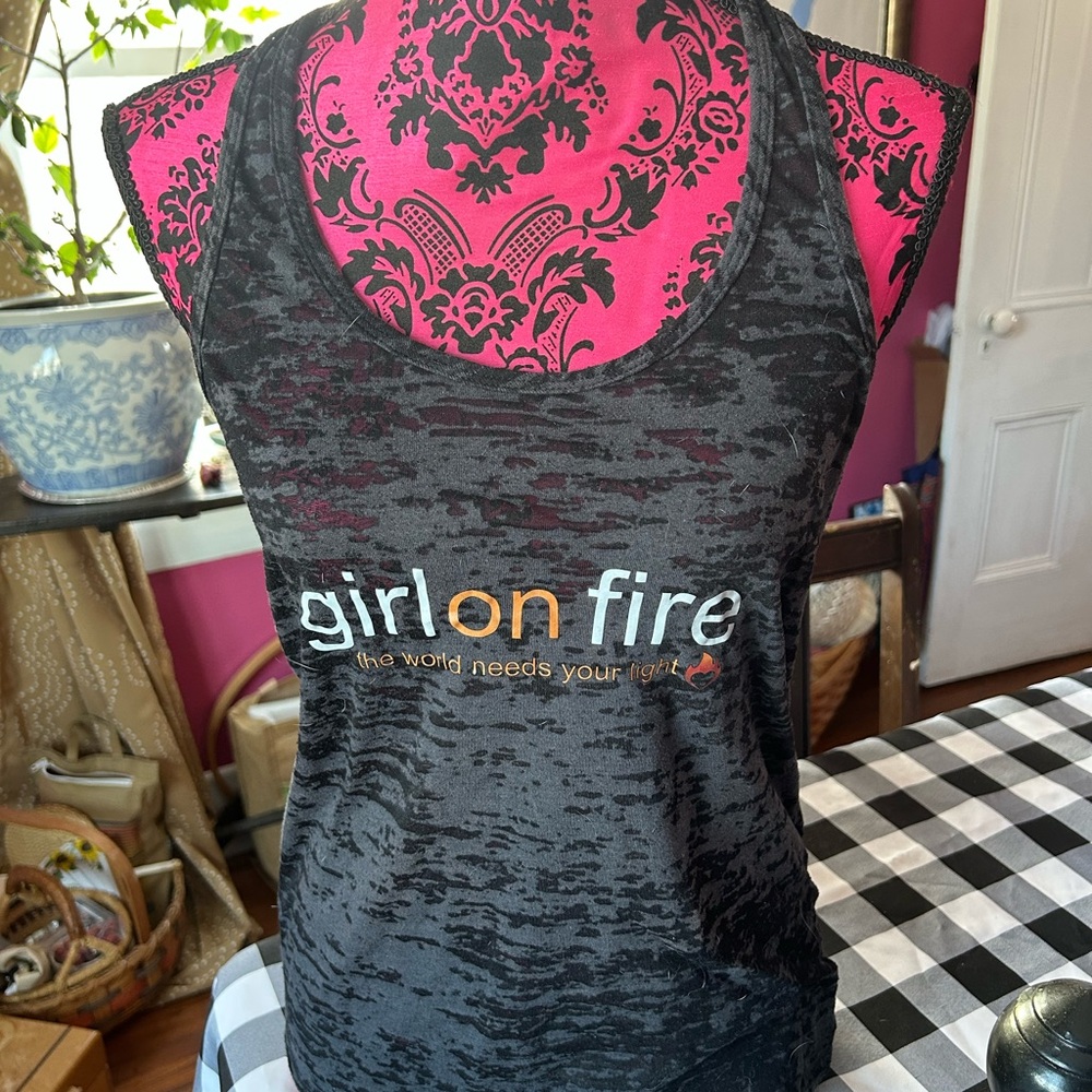 Next Level Apparel Black Tank Top - Girl on Fire